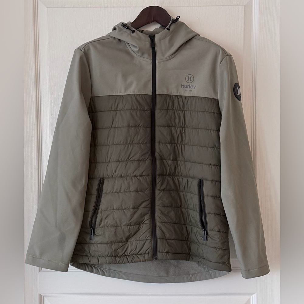 Hurley Men's Green Hooded Performance Jacket